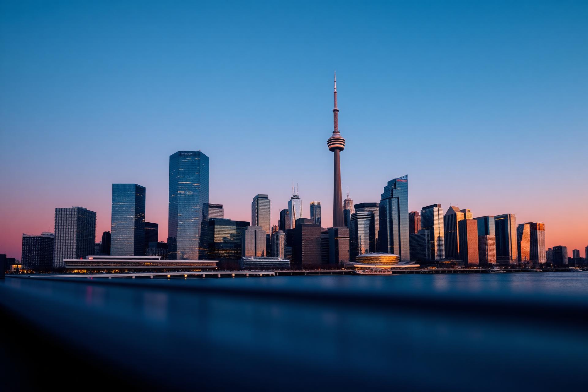 Toronto financial district at dusk